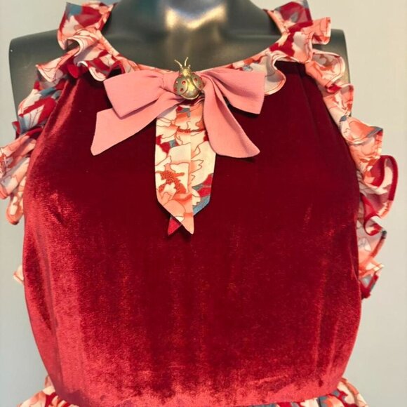 **RARE** For Love and Lemons 🍋 Size M Red velvet maxi dress - Picture 3 of 7